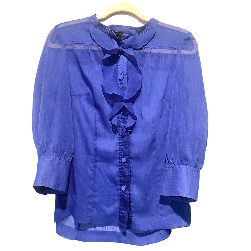 Banana Republic size 4 sheer ruffle purple blouse